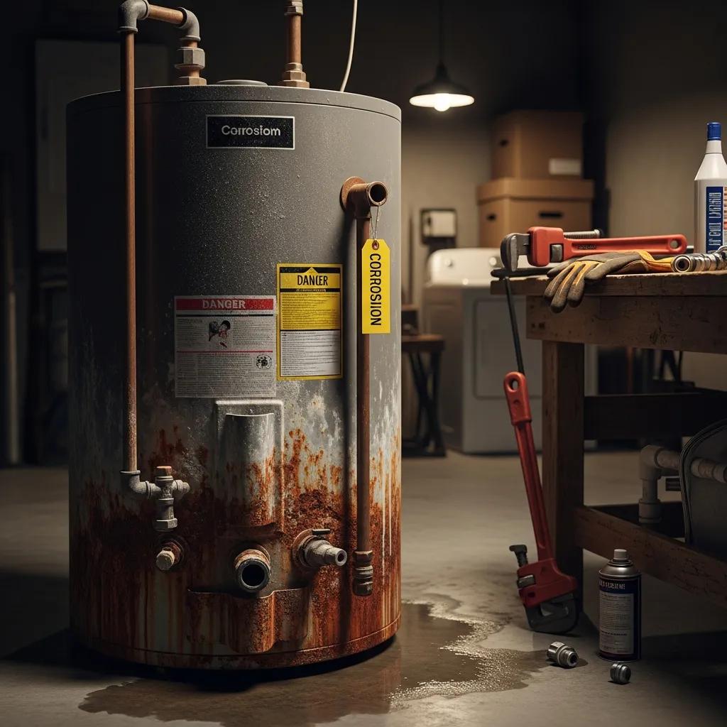 Traditional water heater showing signs of wear and sediment buildup, indicating need for repair